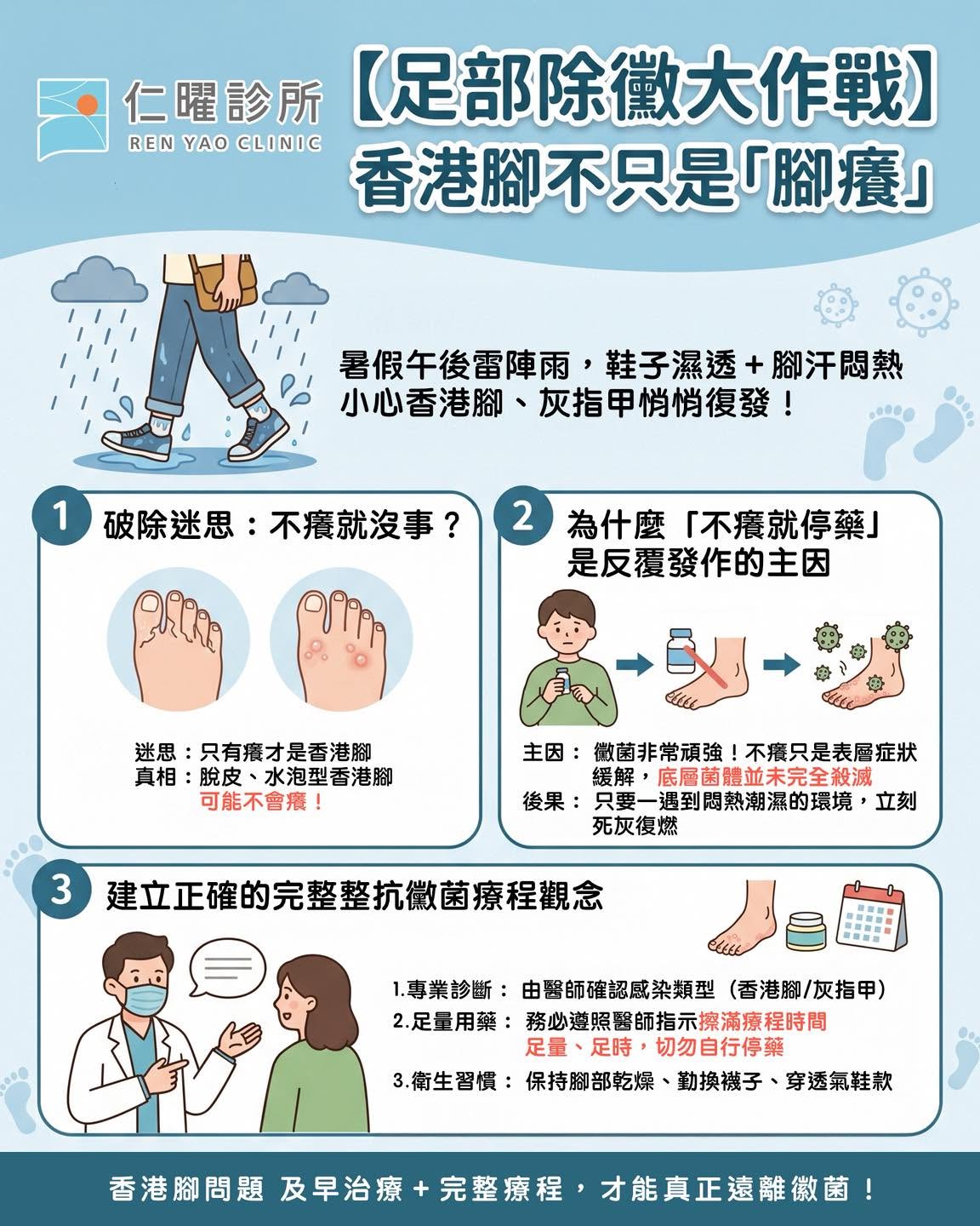 午後雷陣雨🌩️讓鞋子全濕?當心「香港腳」不只會讓你癢,還會悄悄跟著你!